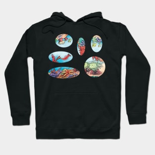 Vibrant Undersea Creatures ft. seahorses, starfish and anenome Hoodie